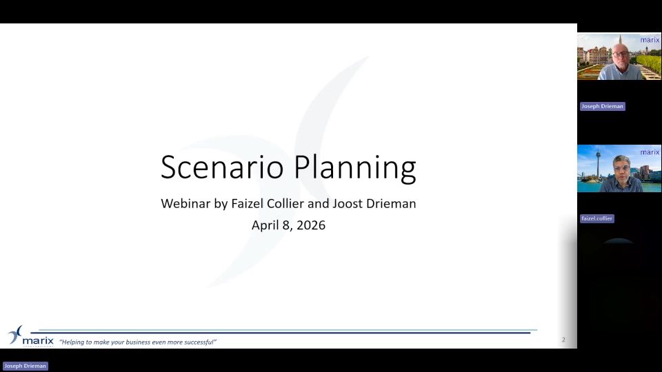 Webinar Scenario Planning, by Faizel Collier and Joost Drieman